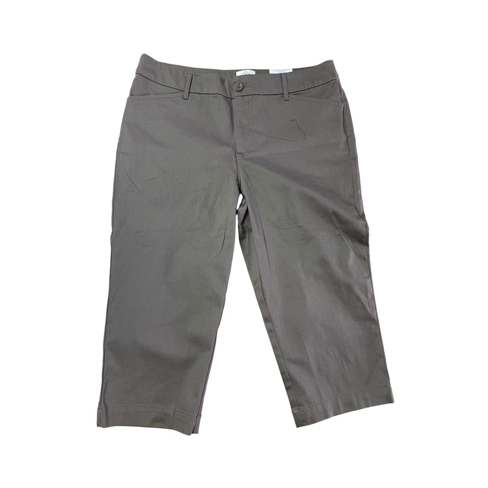 St. Johns Bay Secretly Slender Crop Pants 12 Cafe Brown Classic Tummy Control